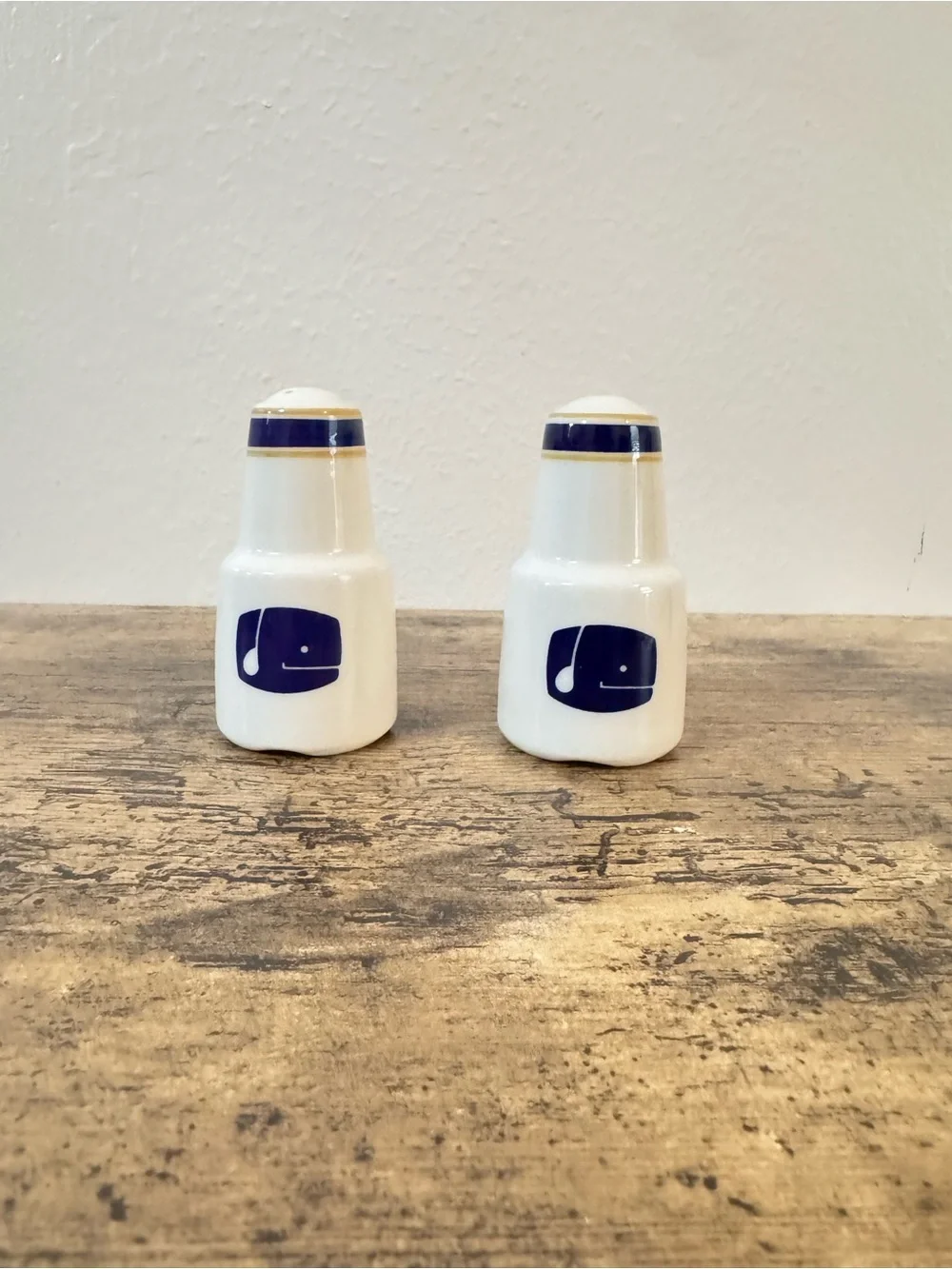 Vintage Whale Salt & Pepper Shakers | Blue & Gold Nautical Set